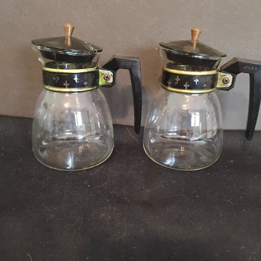 Pyrex Vintage Silex Atomic Star 1 Cup Coffee Carafe, Set of 2 MCM